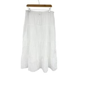 Gap White Cotton Gauze Tiered Maxi Skirt